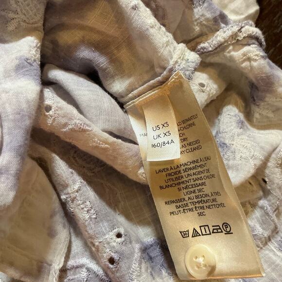 PILCRO Anthropologie Buttown Down Tie Dye White and Lavender Shirt Size XS - Picture 3 of 5